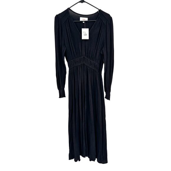 Xirena Odette Black V-Neck Long Sleeve A-Line Midi Dress Size Medium NWT - Picture 2 of 6